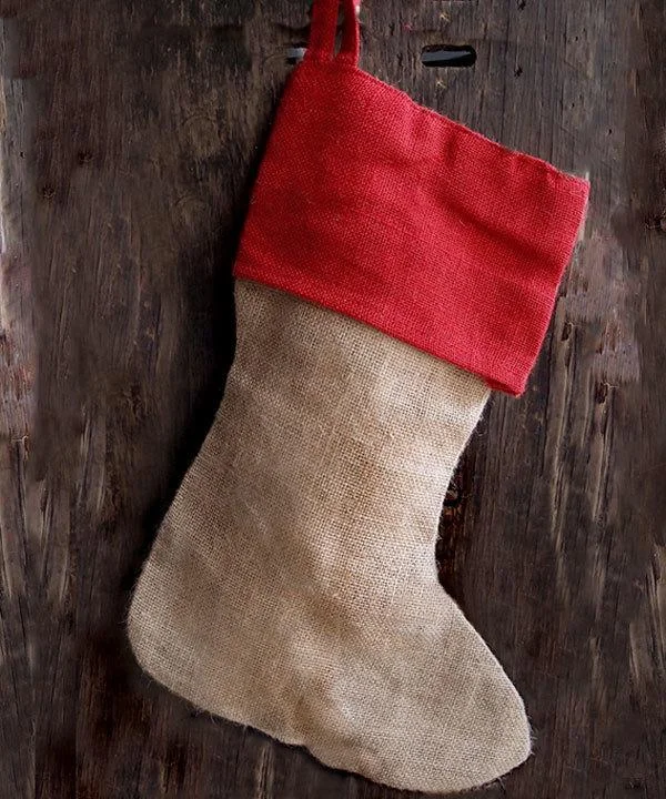 17" Burlap / Jute Christmas Stocking Bulk - CS152J (6 Pack)