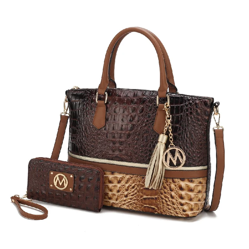 Autumn Crocodile Skin Tote Bag with Wallet