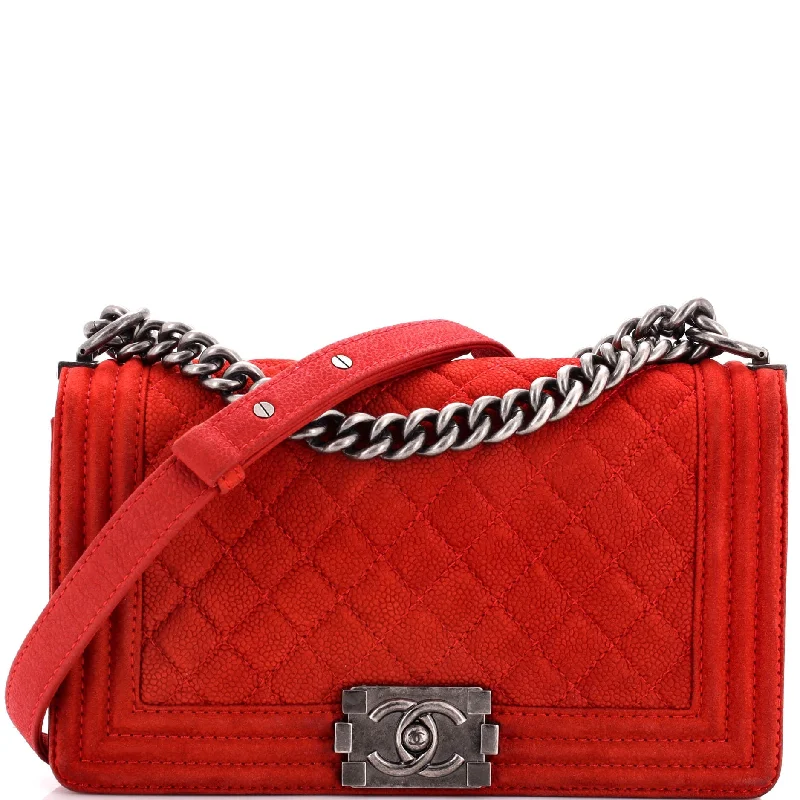 Boy Flap Bag Quilted Matte Caviar Old Medium