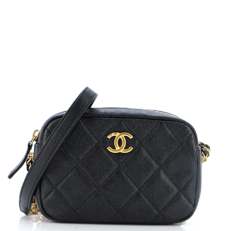 Chain Melody Camera Bag Quilted Caviar Small