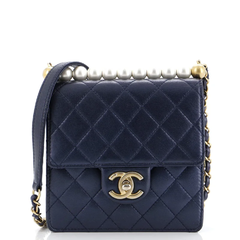 Chic Pearls Flap Bag Quilted Goatskin Mini