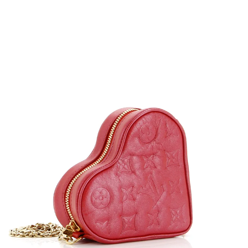 Coeur Heart on Chain Bag Monogram Embossed Lambskin