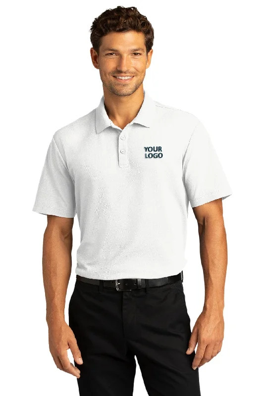 Port Authority SuperPro React Custom Polos, White