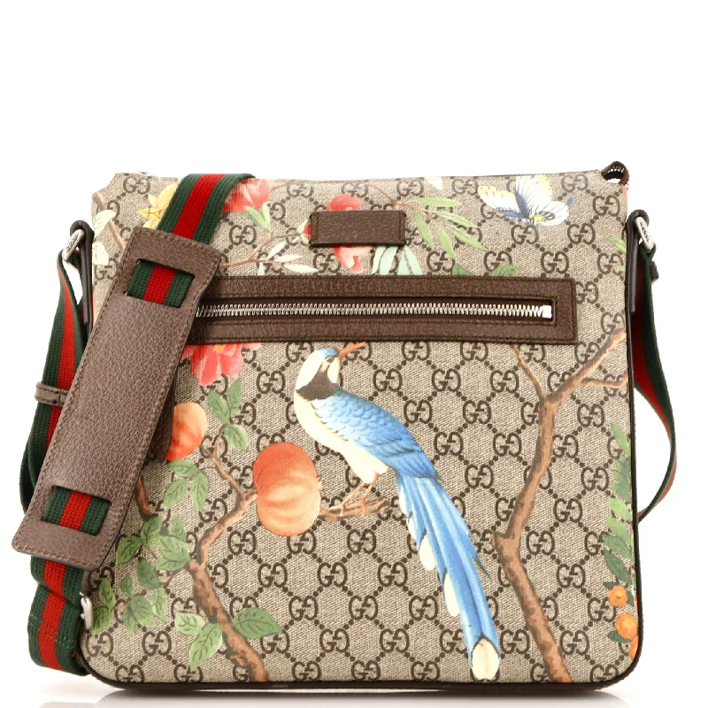 Front Zip Messenger Tian Print GG Coated Canvas Medium