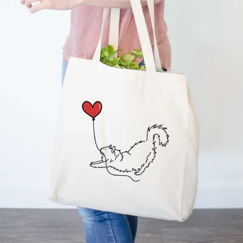 Domestic Long Hair Cat Heart String- Tote Bag