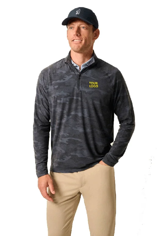 Johnnie O Patton Performance Camo 1/4 Zip Custom Pullovers, Heather Black