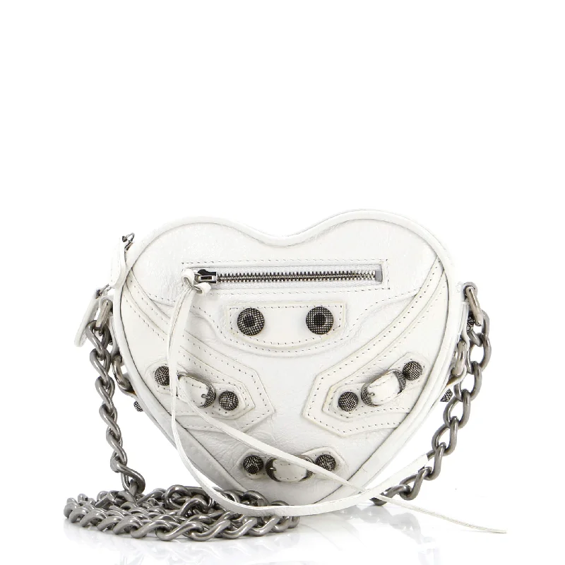 Le Cagole Giant Studs Heart Chain Bag Leather Mini