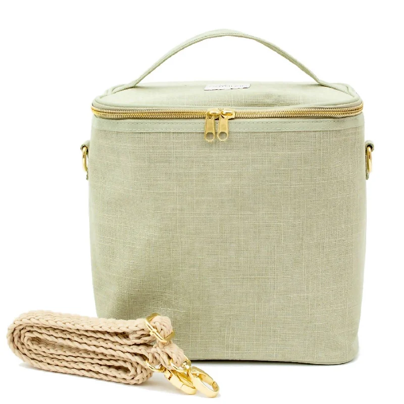 Linen Lunch Tote Bag In Sage