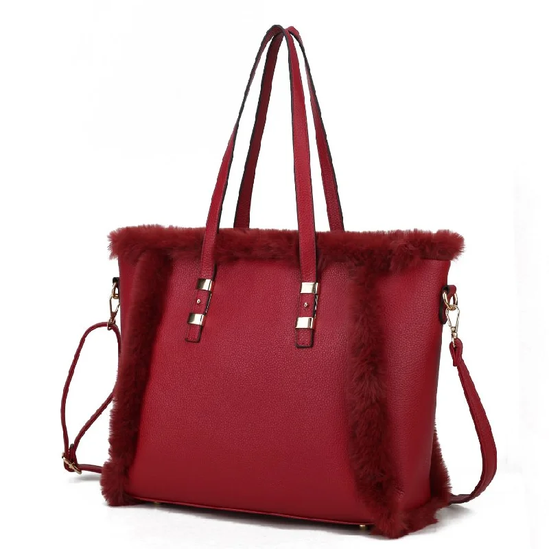 Liza Vegan Leather with faux fur Women’s Tote Bag