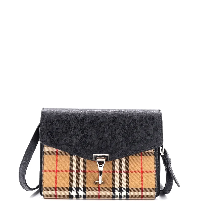 Macken Crossbody Bag Leather and Vintage Check Canvas Small