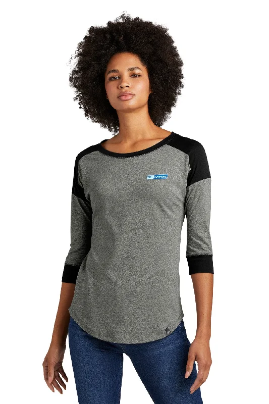 New Era Ladies Heritage Blend 3/4-Sleeve Baseball Tee, Black/ Black Twist [ME Elecmetal]