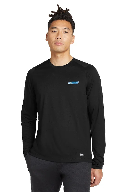 New Era Performance Long Sleeve Tee, Black Solid [ME Elecmetal]