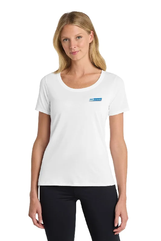 Nike Ladies DriFIT CottonPoly Scoop Neck Tee, White [ME Elecmetal]