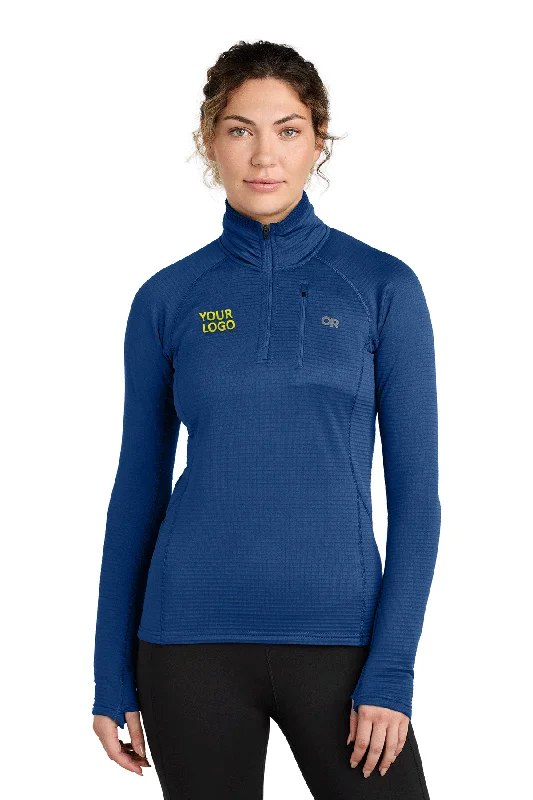 Outdoor Research Womens Tech Grid 1/4-Zip Custom Fleeces, Galaxy Blue