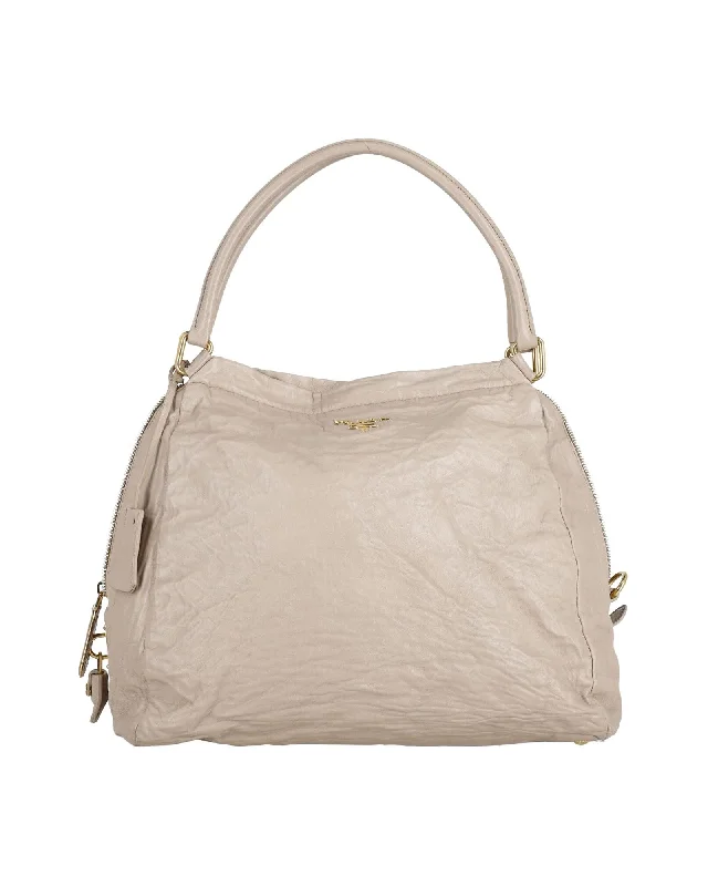 Prada Vitello Daino Tote Bag in Nude Calf Leather