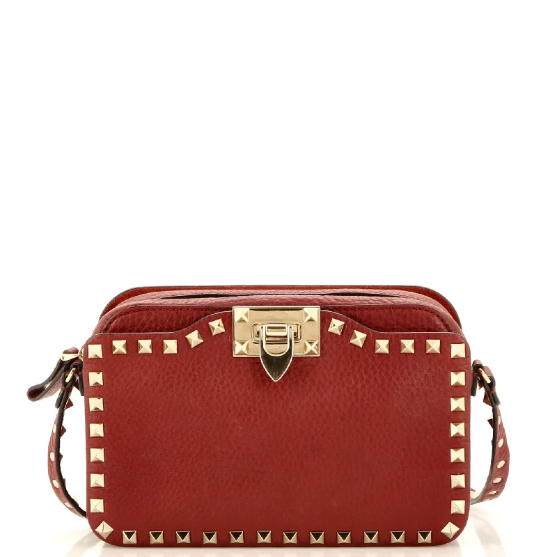 Rockstud Flip Lock Camera Crossbody Bag Leather