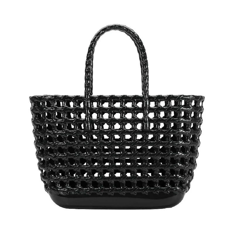 Savannah Jelly Basket Tote Bag In Black