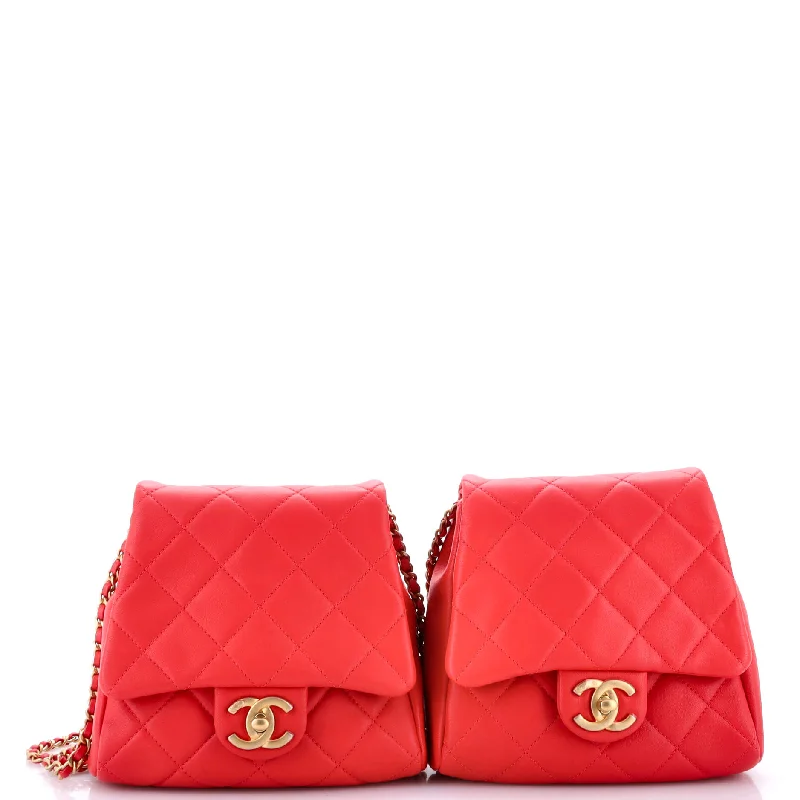 Side Packs Flap Bag Quilted Lambskin Small