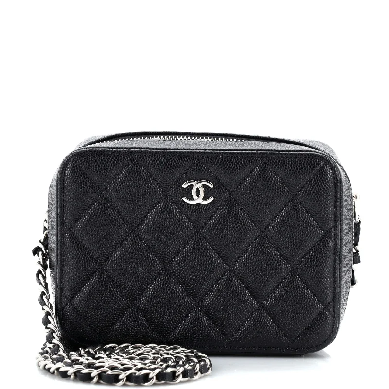 Square CC Chain Camera Bag Quilted Caviar Mini