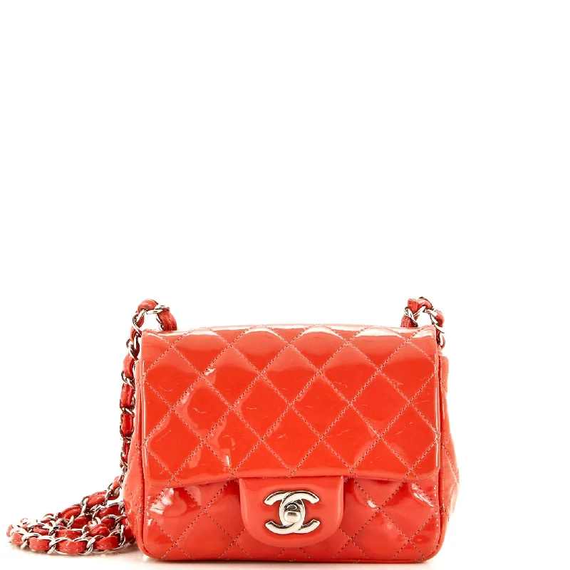 Square Classic Single Flap Bag Quilted Patent Mini