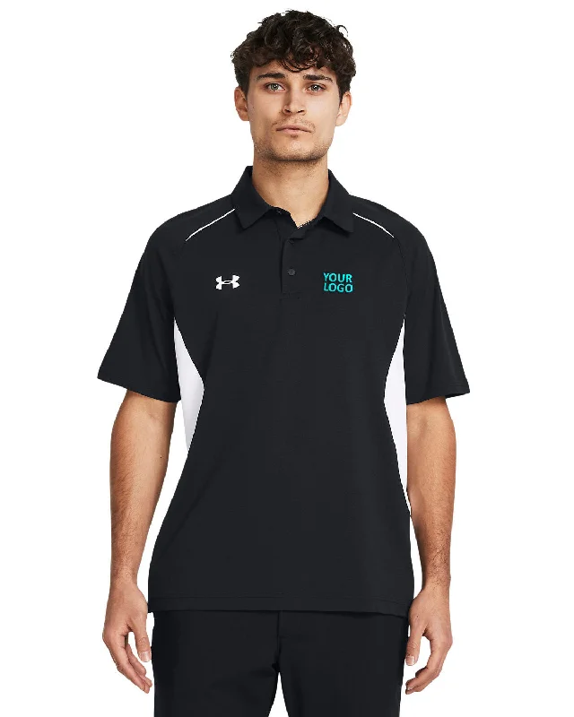 Under Armour Mens Title Custom Polos 2.0, Black