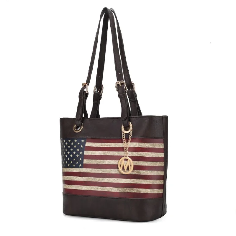 Vera Vegan Leather Patriotic Flag Pattern Women’s Tote Bag