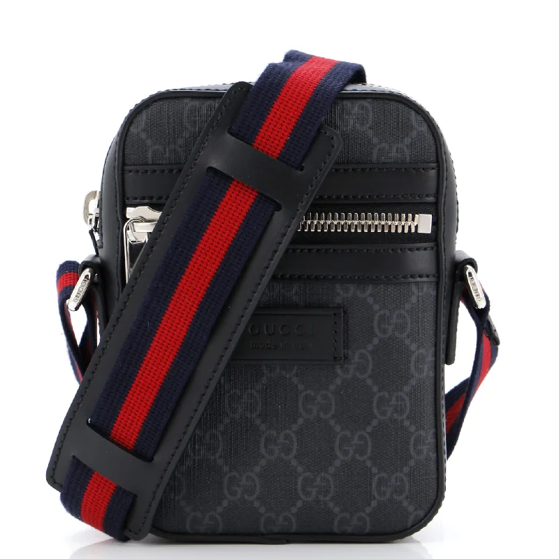 Web Strap Front Zip Messenger Bag GG Coated Canvas Mini