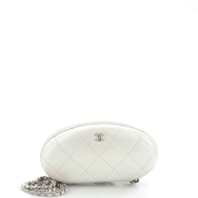 Zip Around Sunglasses Case with Chain Iridescent Lambskin