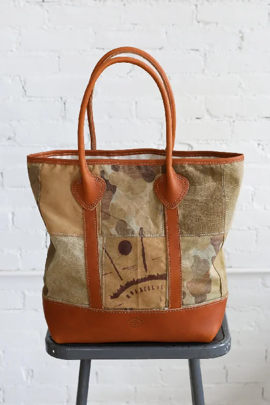 1940's era Salvaged Canvas Patchwork Tote Bag