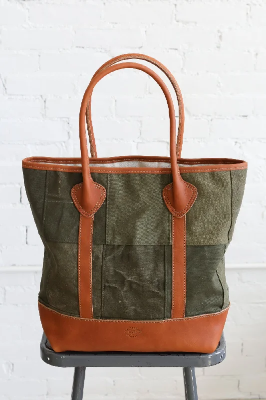 1940's era Salvaged Canvas Patchwork Tote Bag