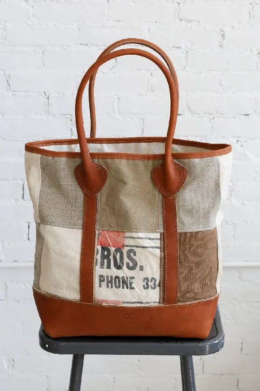 1950's era Salvaged Canvas Patchwork Tote Bag