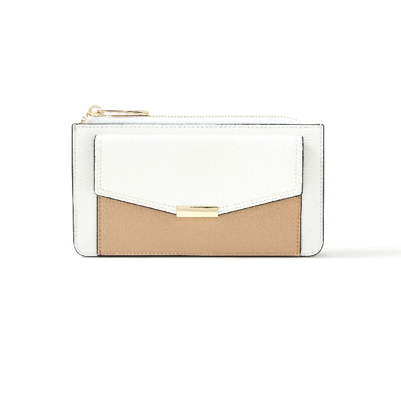 Accessorize London Women's Faux Leather White Large Colourblock Purse Wallet