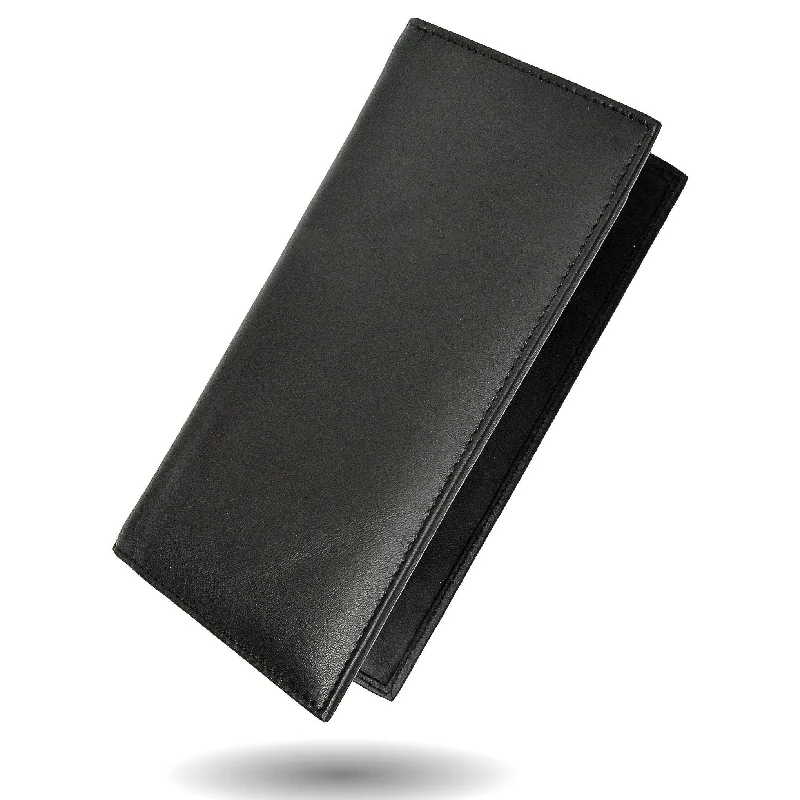 Adorable Deluxe RFID-Blocking Leather Check Book Holder - Black