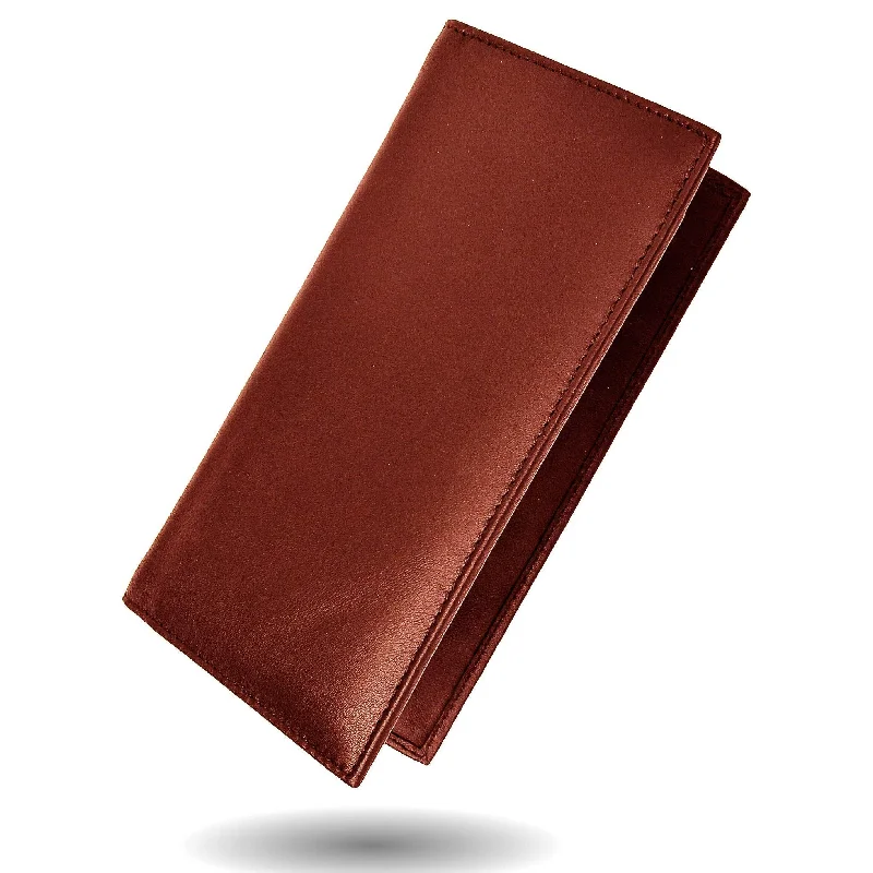 Deluxe RFID-Blocking Leather Check Book Holder - Burgundy