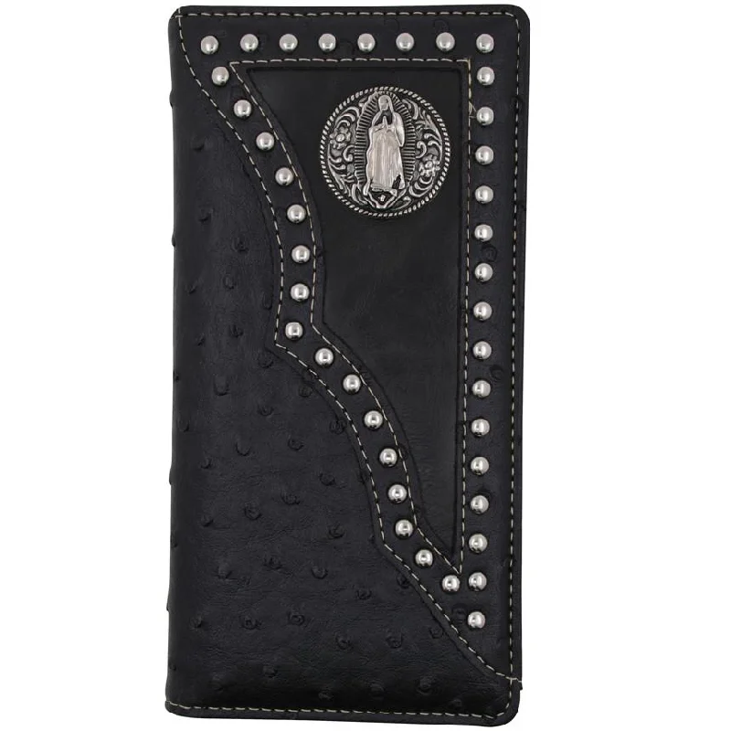 Western Ostrich Pattern Credit Card/Checkbook Holder Black Color Wallet