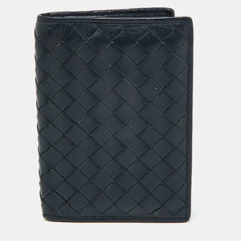 Bottega Veneta Blue Intrecciato Leather Card Case