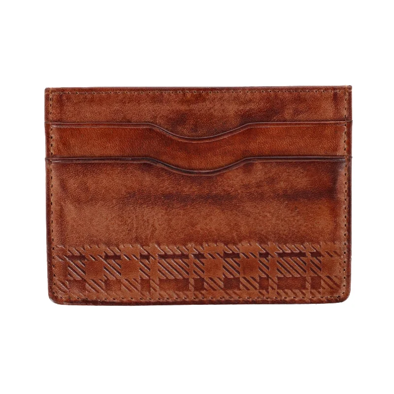 Caelen Plaid Embossed RFID Leather Card Case