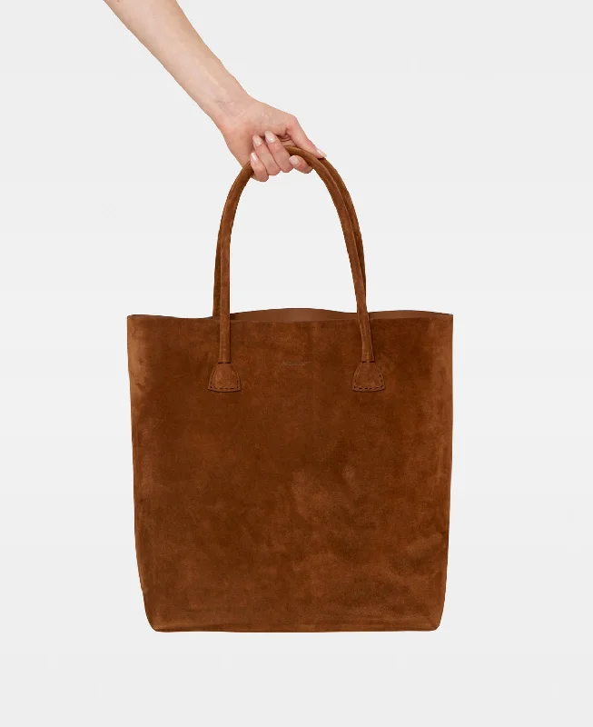 ELSA plain tote - Suede Cognac