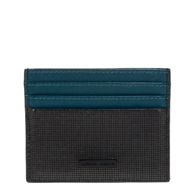 Emporio Armani Blue/black Leather Card Holder