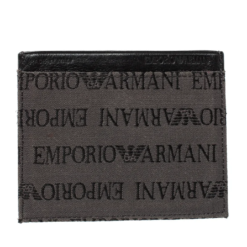 Emporio Armani Grey/black Leather Card Holder