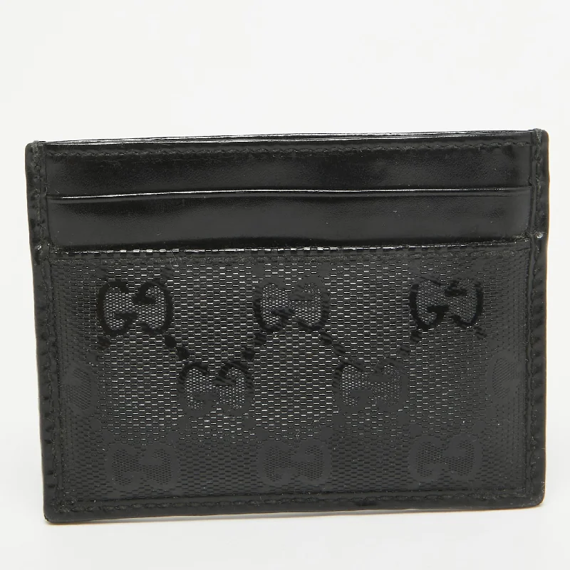 Gucci Black Gg Imprime Canvas And Leather Card Holder