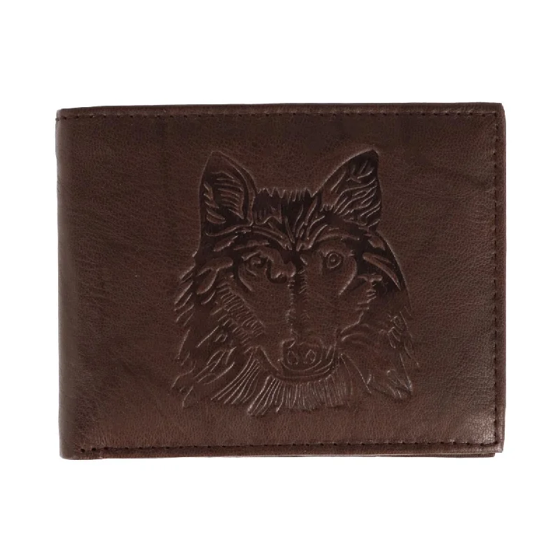 Men's RFID Wolf Embossed Bifold Wallet