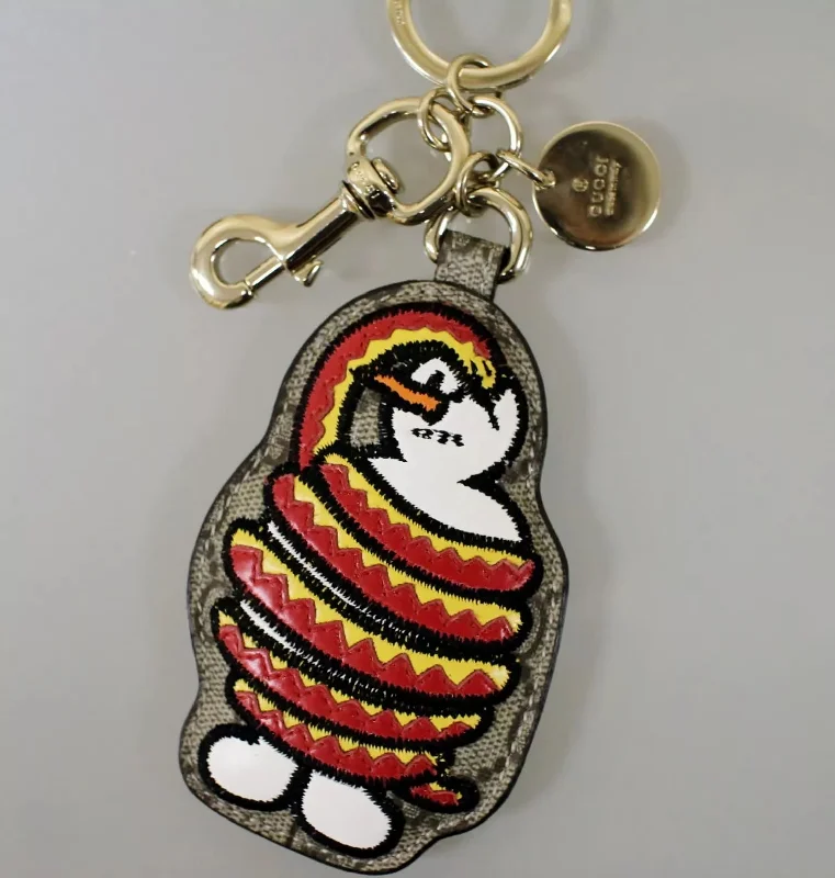 New GUCCI UNICEF GG Canvas/Leather Key Ring/Charm Snowman and Snake