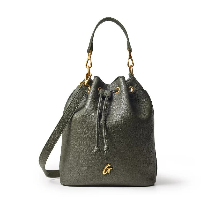 PEBBLE LARGE BUCKET BAG OLIVE GREEN