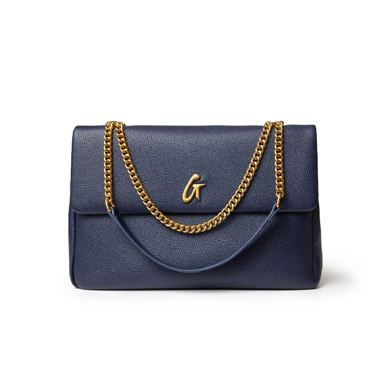 PEBBLE LARGE FLAP BAG NAVY