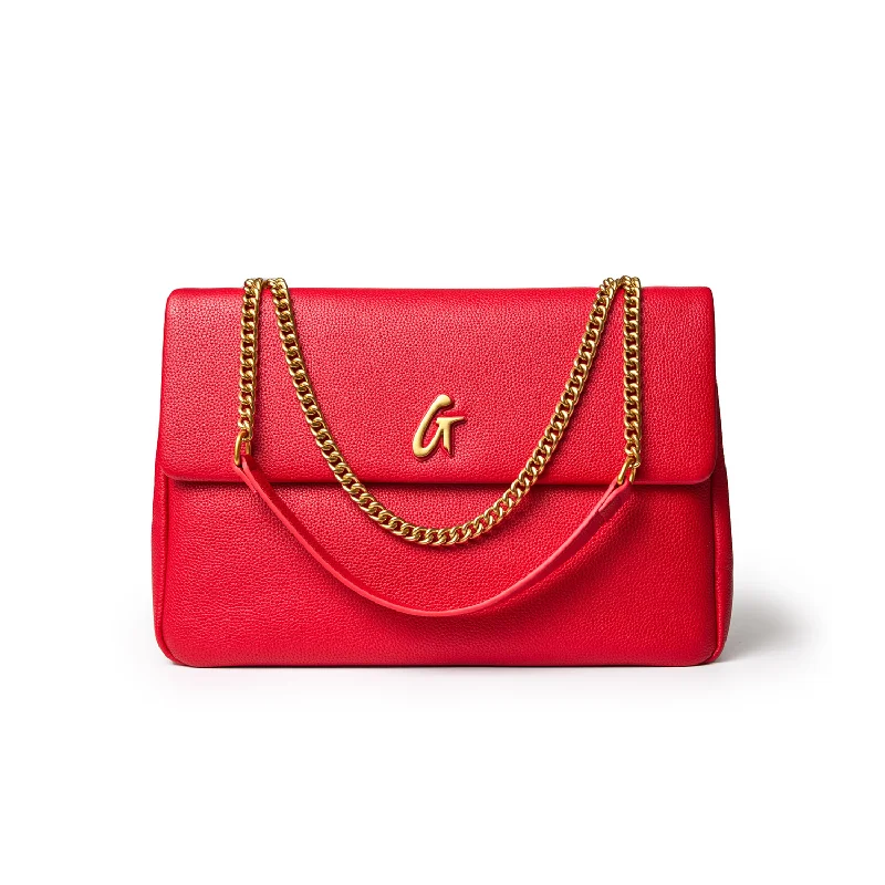 PEBBLE LARGE FLAP BAG RED