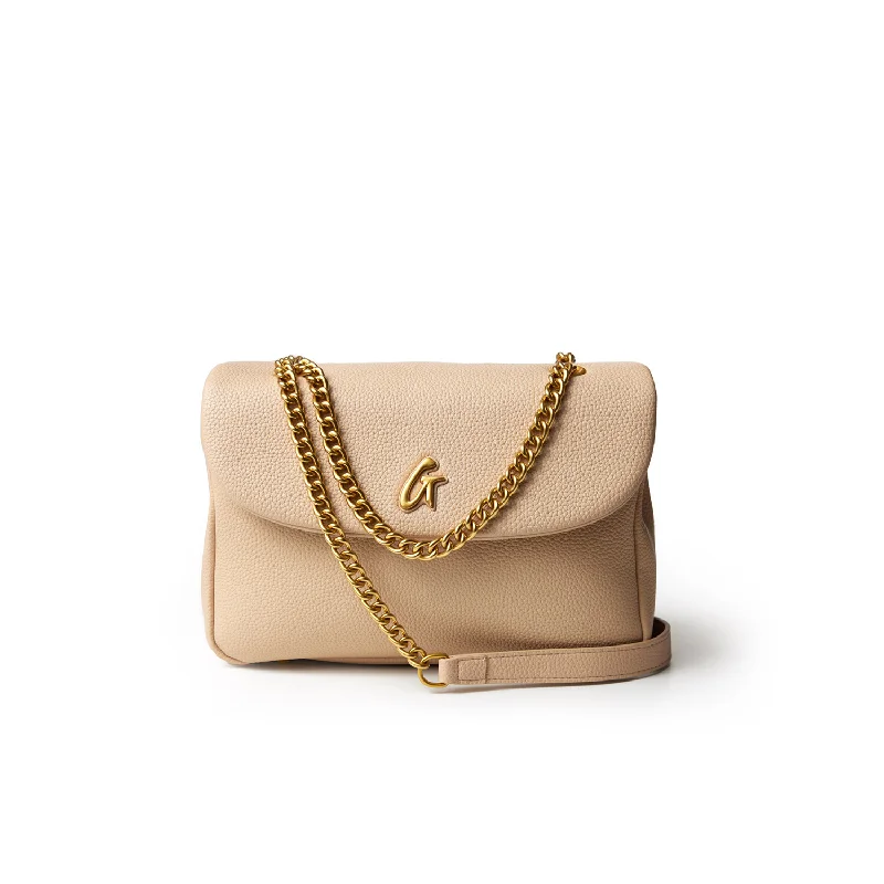 PEBBLE MEDIUM FLAP BAG NUDE