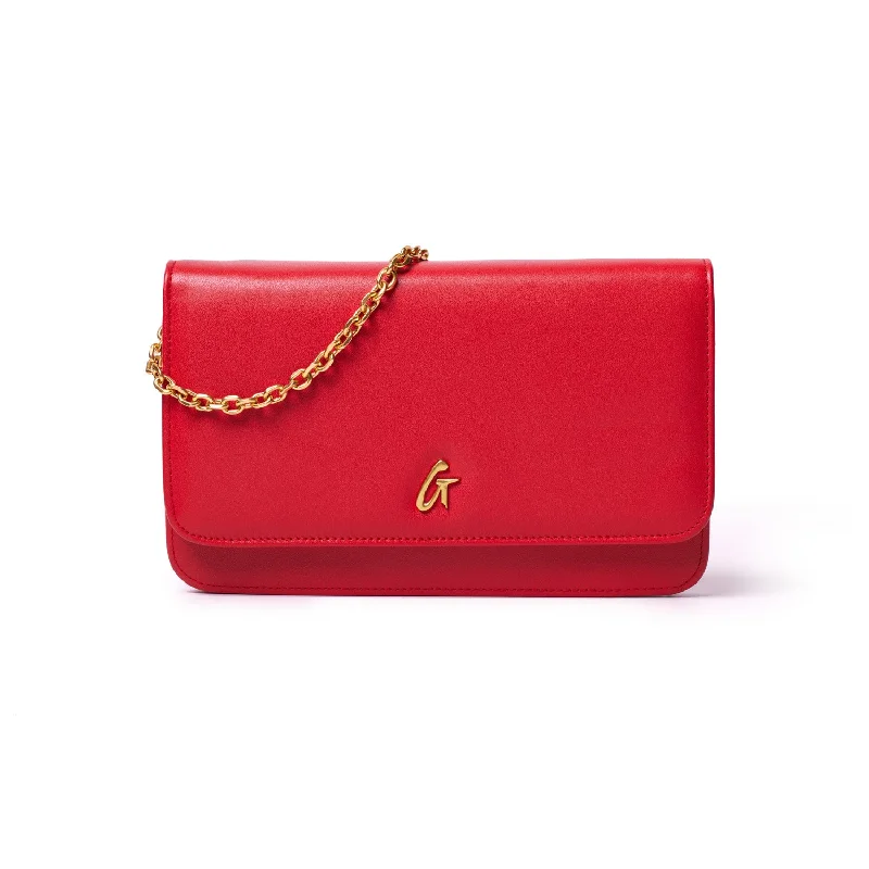 RED STANDARD WALLET ON CHAIN-GOLD