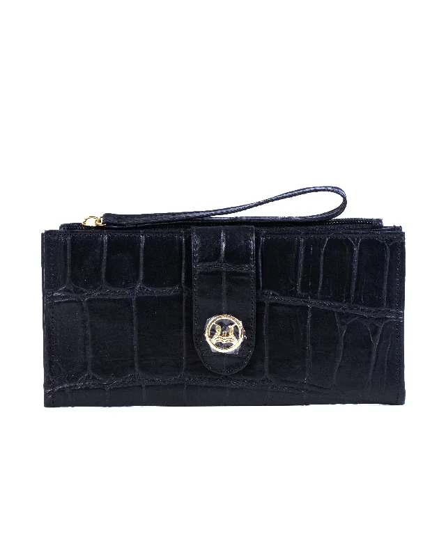 Unisex Wallet: Black Crocodile Print