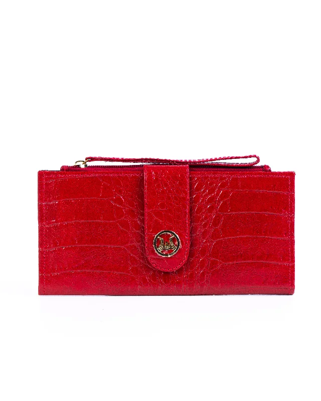 Unisex Wallet: Blood Red Crocodile Print